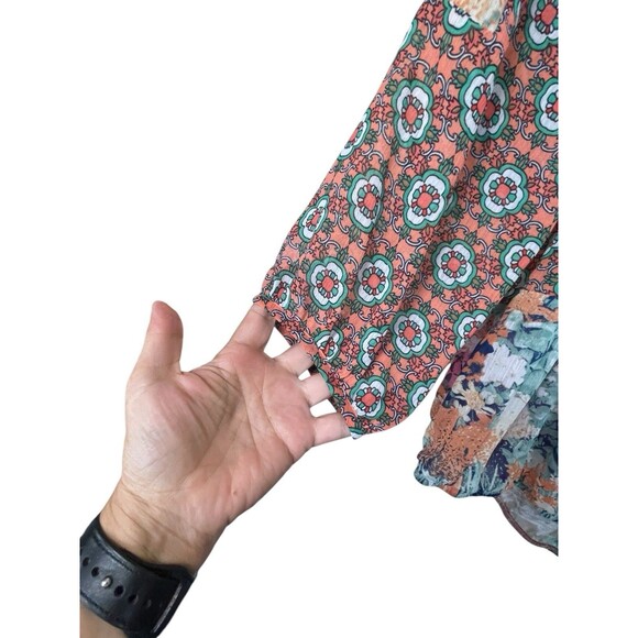 Women’s Anthropologie Fig & Flower Floral Patchwork Pastel Spring Blouse Size‎ M - Picture 3 of 10
